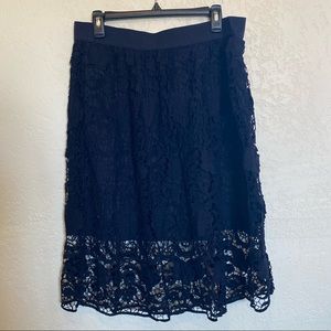 Ann Taylor navy blue lace skirt